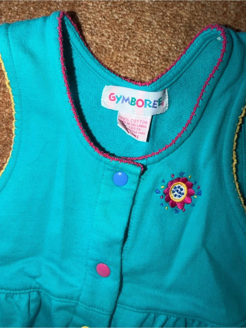 1993 Rainbow 🌈 tag Gymboree open hearts and bows baby dress. 6-12m